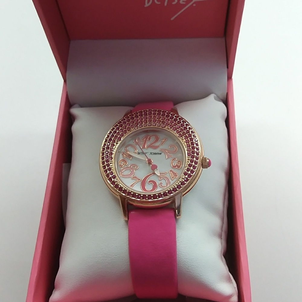 Betsey Johnson New Hot Pink Glittery Watch